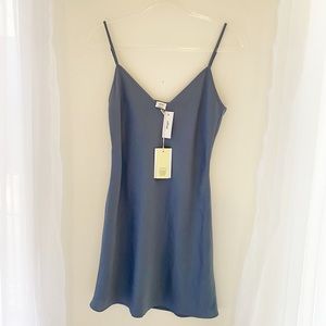 Aritzia granite blue slip dress size S NWT